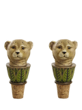 OKA leopard bottle stoppers set of 2 green, UK version