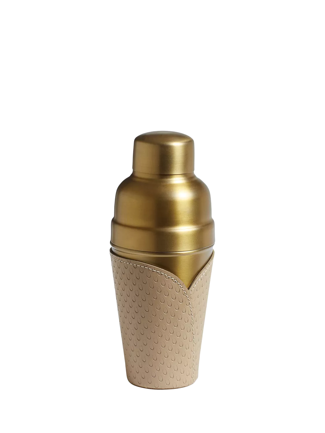 OKA Emsworth leather wrap cocktail shaker 500ml taupe, UK version
