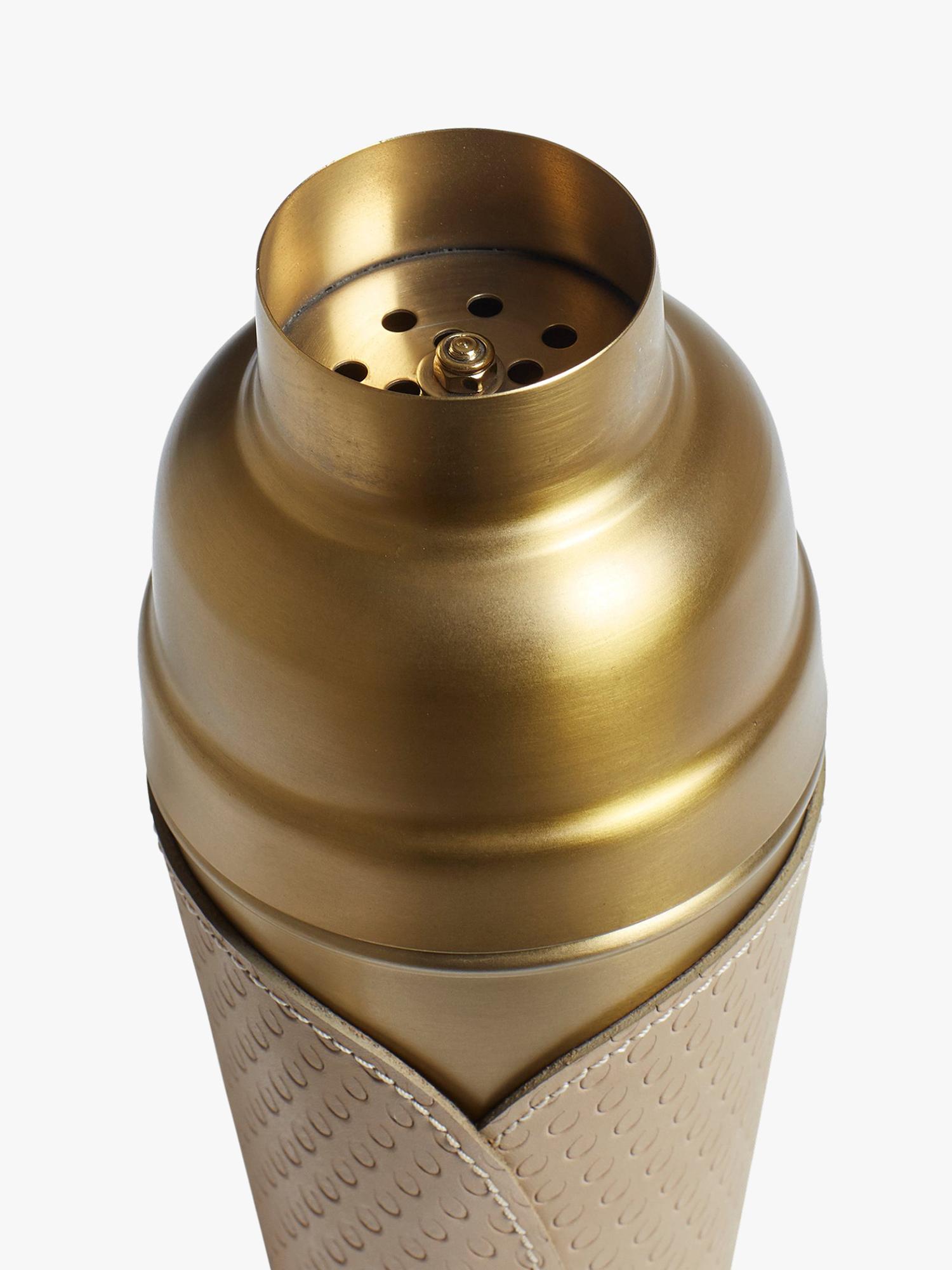 OKA Emsworth leather wrap cocktail shaker 500ml taupe, UK version