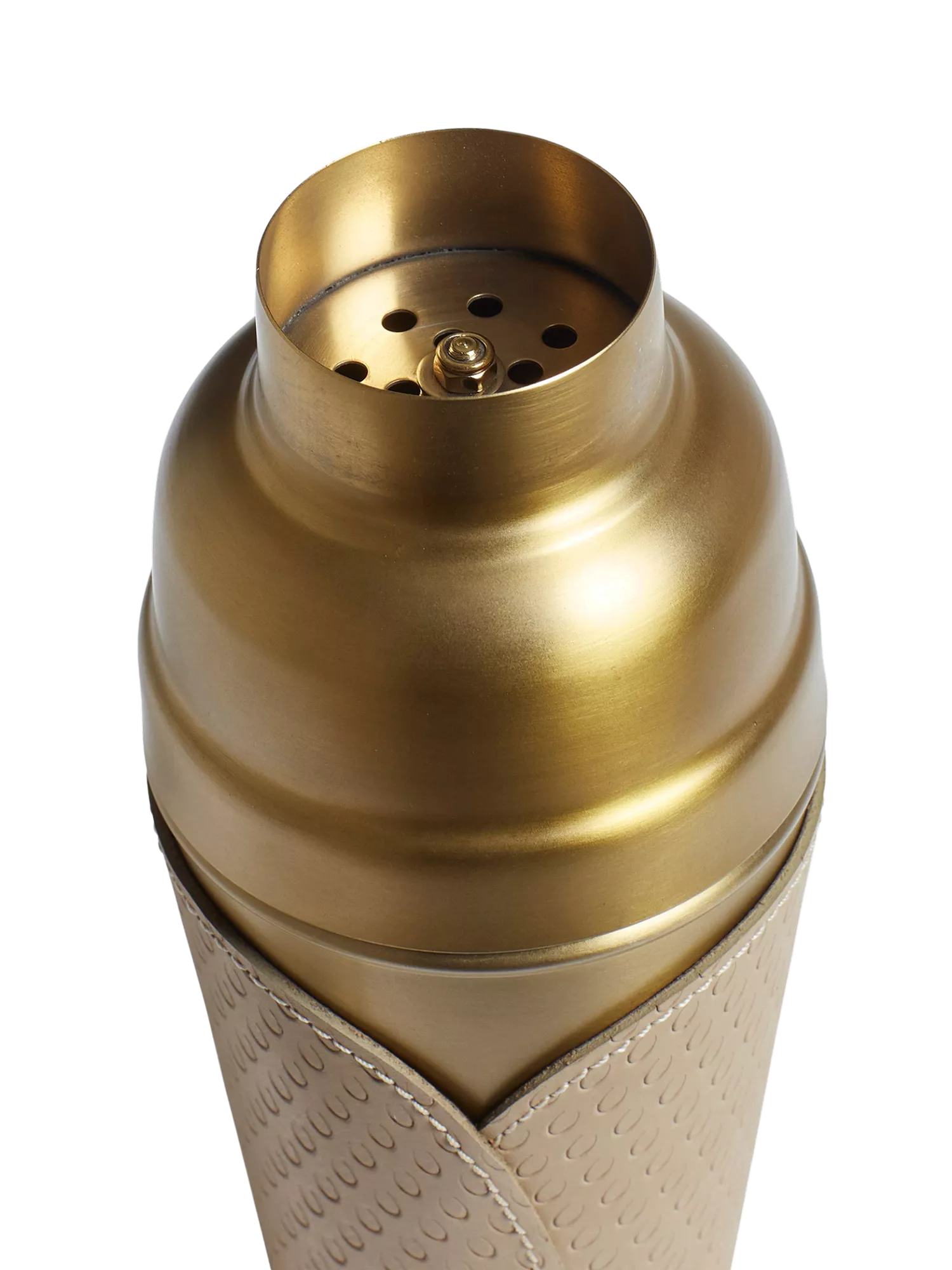OKA Emsworth leather wrap cocktail shaker 500ml taupe, UK version