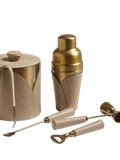 OKA Emsworth leather wrap cocktail shaker 500ml taupe, UK version