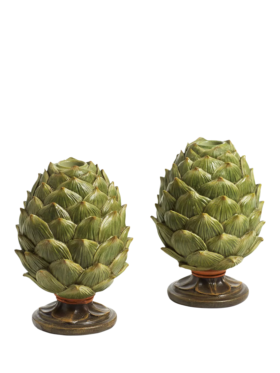 OKA artichoke candle holders set of two green - British product