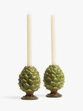 OKA artichoke candle holders set of two green - British product