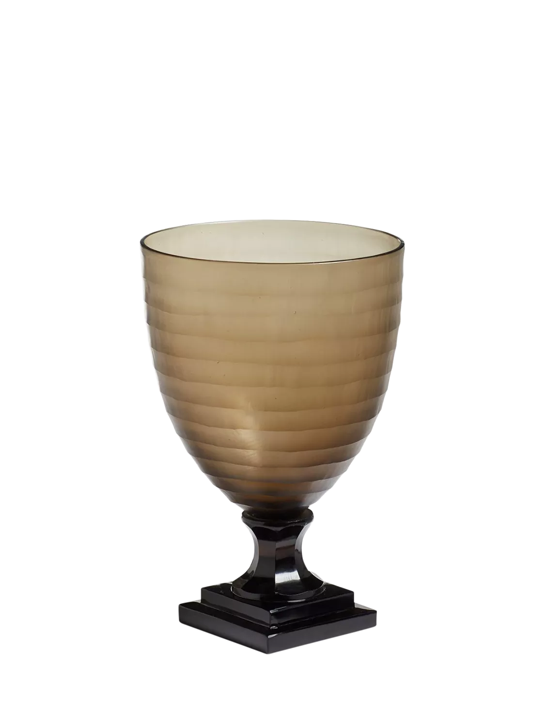 OKA Liora Candle Holder taupe hand-cut glass - British product