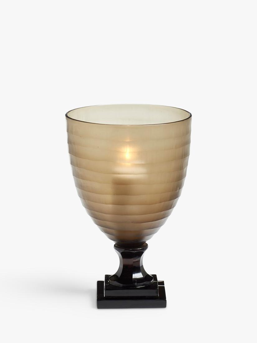 OKA Liora Candle Holder taupe hand-cut glass - British product