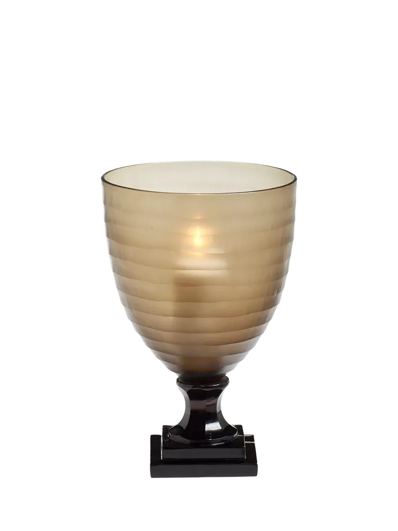 OKA Liora Candle Holder taupe hand-cut glass - British product