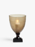 OKA Liora Candle Holder taupe hand-cut glass - British product