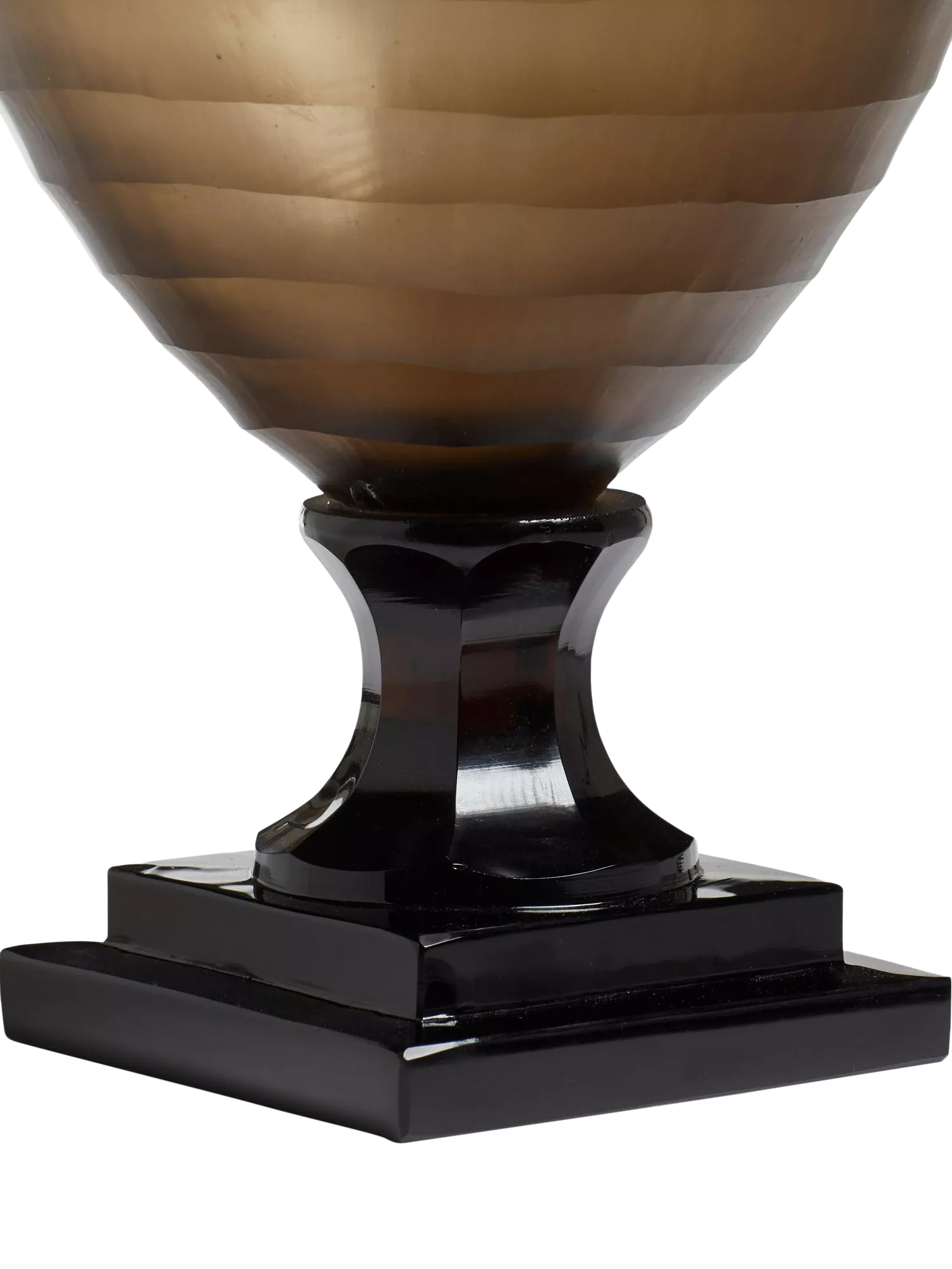 OKA Liora Candle Holder taupe hand-cut glass - British product