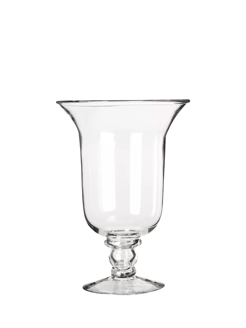 OKA Glass Hurricane Lamp Vase Clear 30cm, imported from the UK