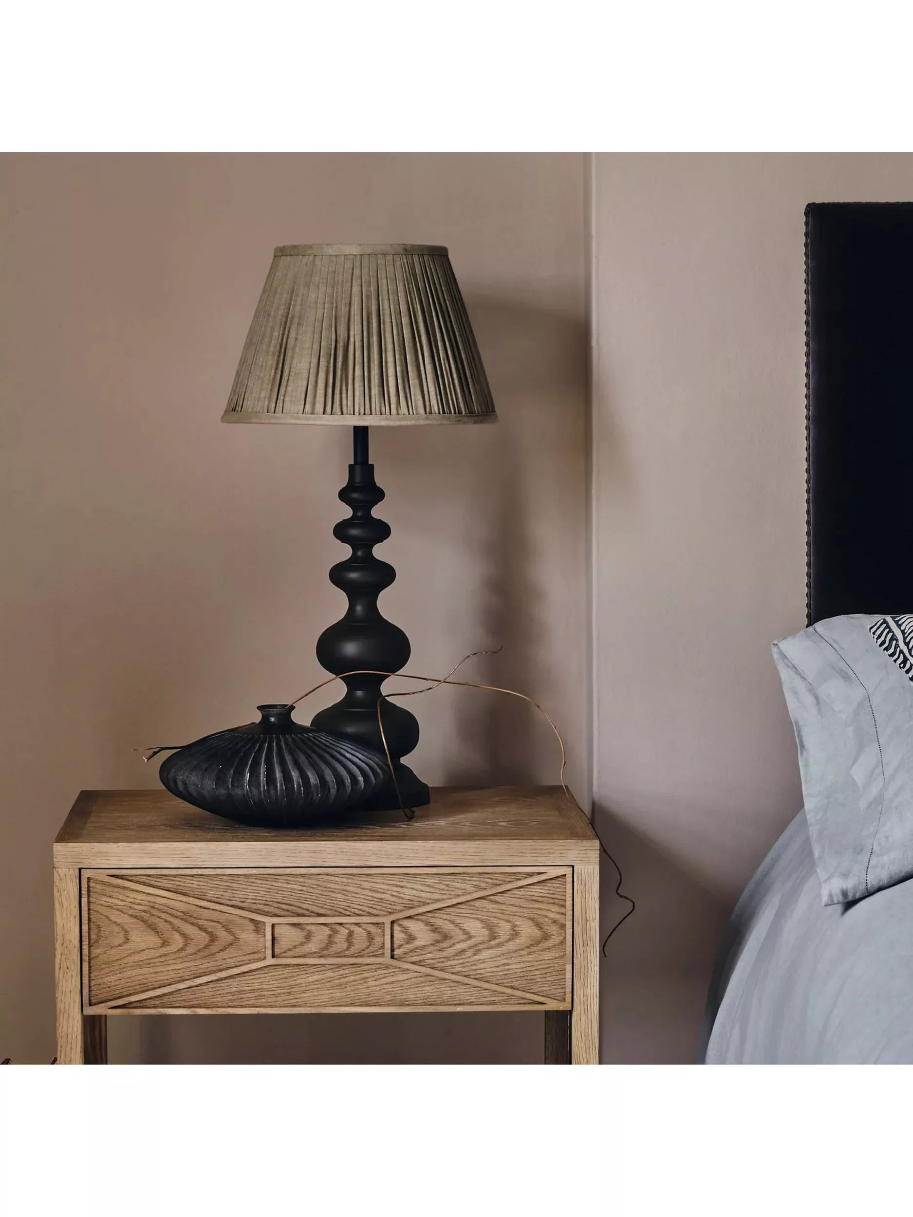 OKA Persephone table lamp base antique grey (British brand)