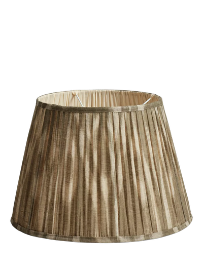 John Lewis OKA Lillian Ikat Pleat Lampshade Olive 45cm- Buy online at McGrocer