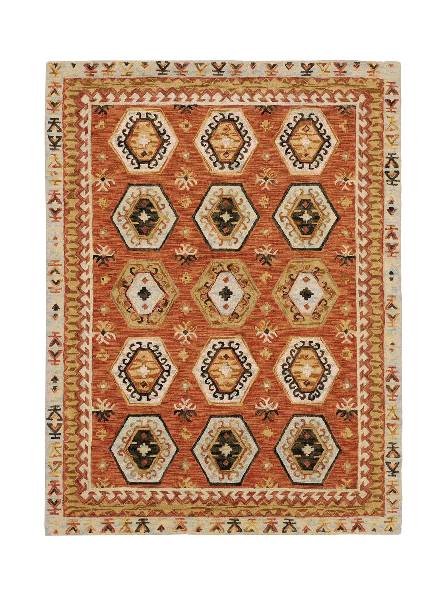 OKA Alanya pure wool rug 240x180cm multi, imported from the UK