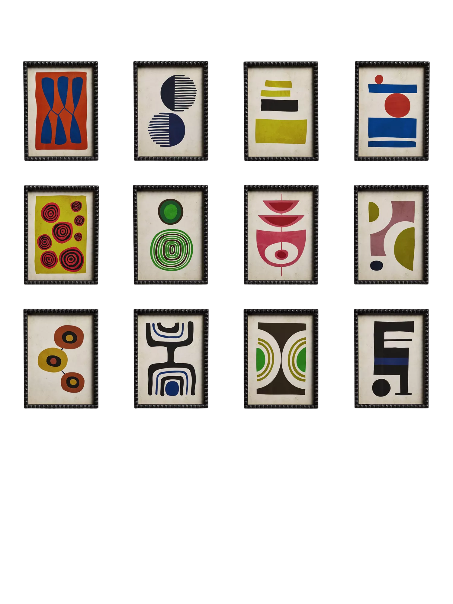 OKA Dera Abstract Bobble Framed Prints, Set of 12, 48 x 36cm, Multi