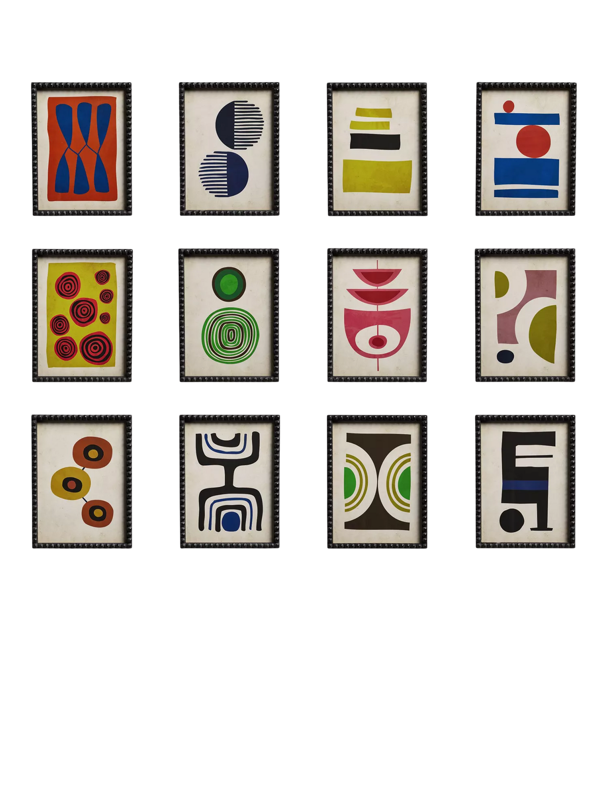 OKA Dera Abstract Bobble Framed Prints, Set of 12, 48 x 36cm, Multi