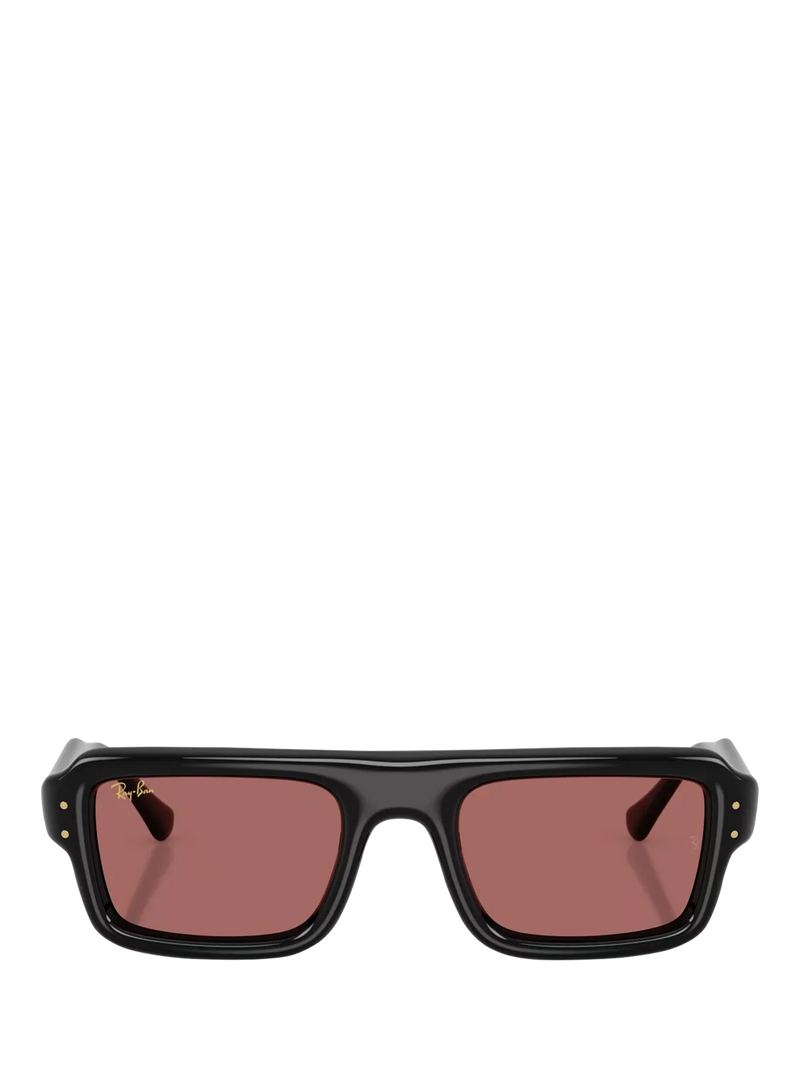 Ray-Ban RB4954 rectangular sunglasses black frame brown lenses, UK version