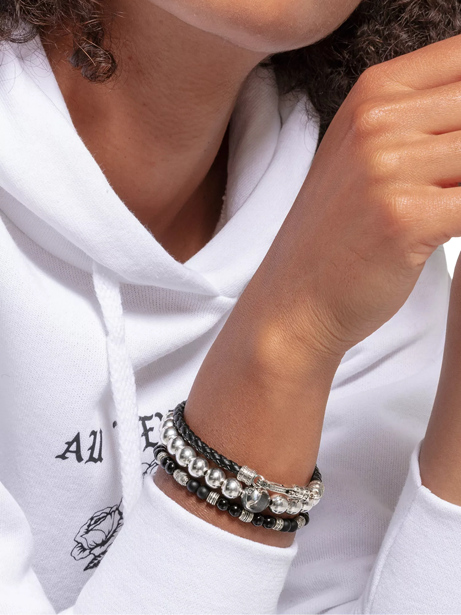THOMAS SABO woven leather bracelet black silver (British brand)