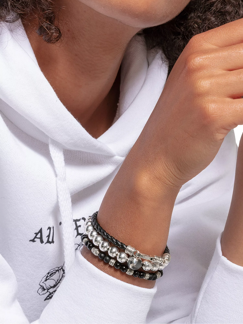THOMAS SABO woven leather bracelet black silver (British brand)
