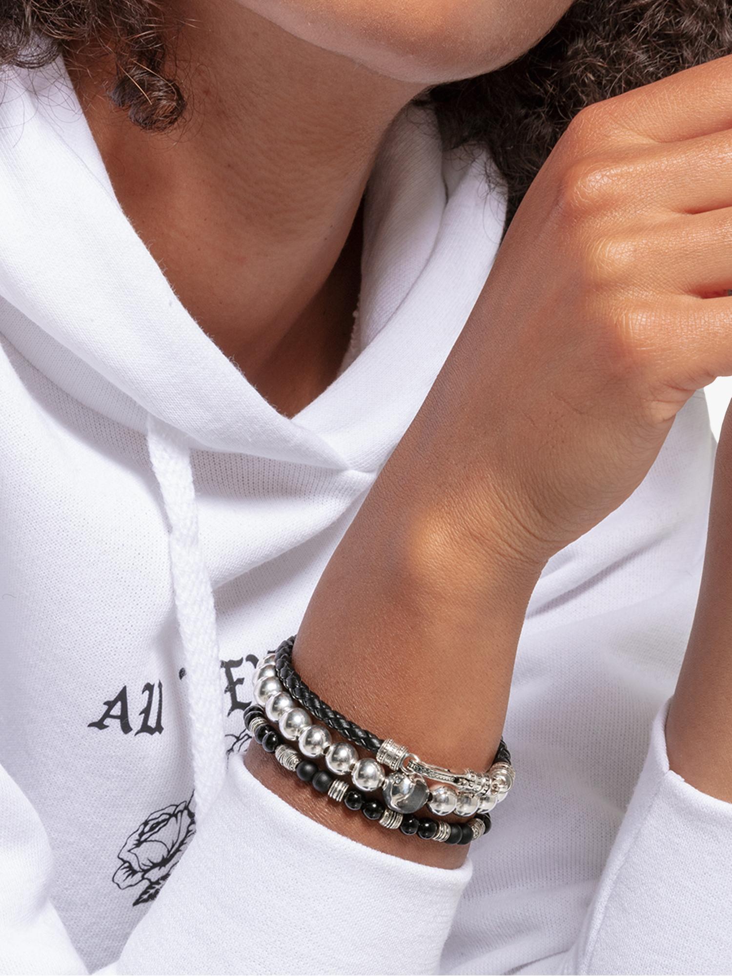 THOMAS SABO woven leather bracelet black silver (British brand)