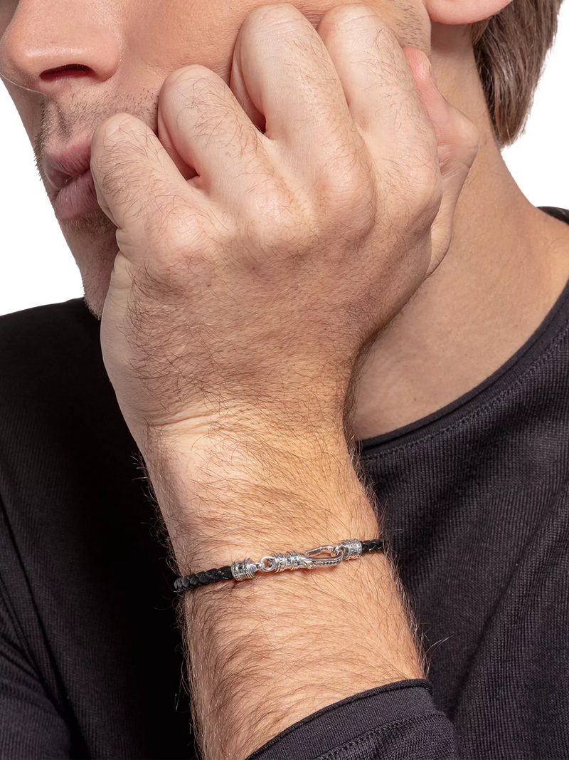 THOMAS SABO woven leather bracelet black silver (British brand)