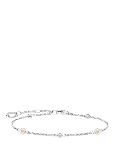 John Lewis THOMAS SABO Charm Club Cubic Zirconia & Fresh Water Pearl Chain Bracelet, Silver- Buy online at McGrocer