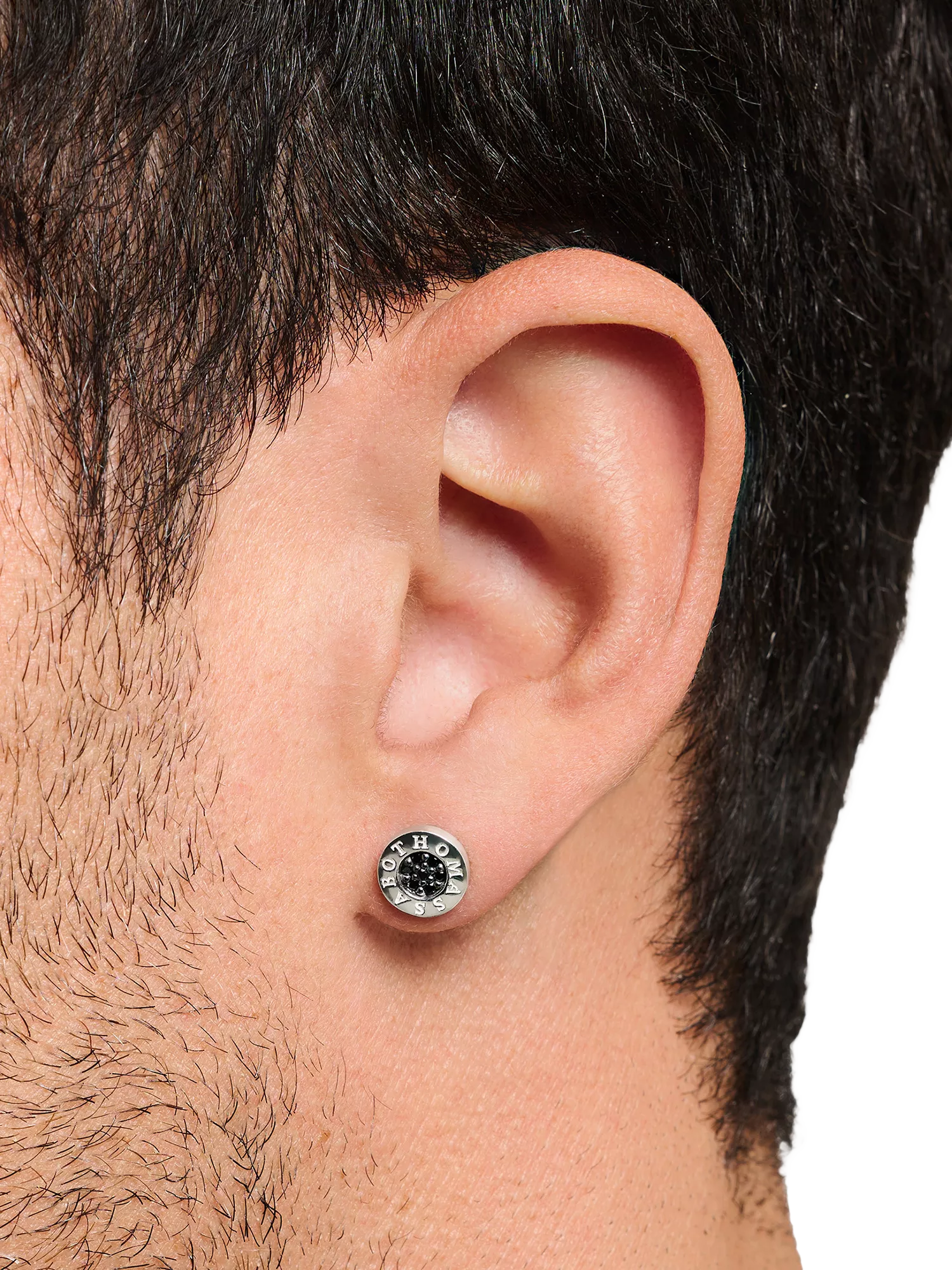 THOMAS SABO cubic zirconia stud earrings silver black, imported from the UK