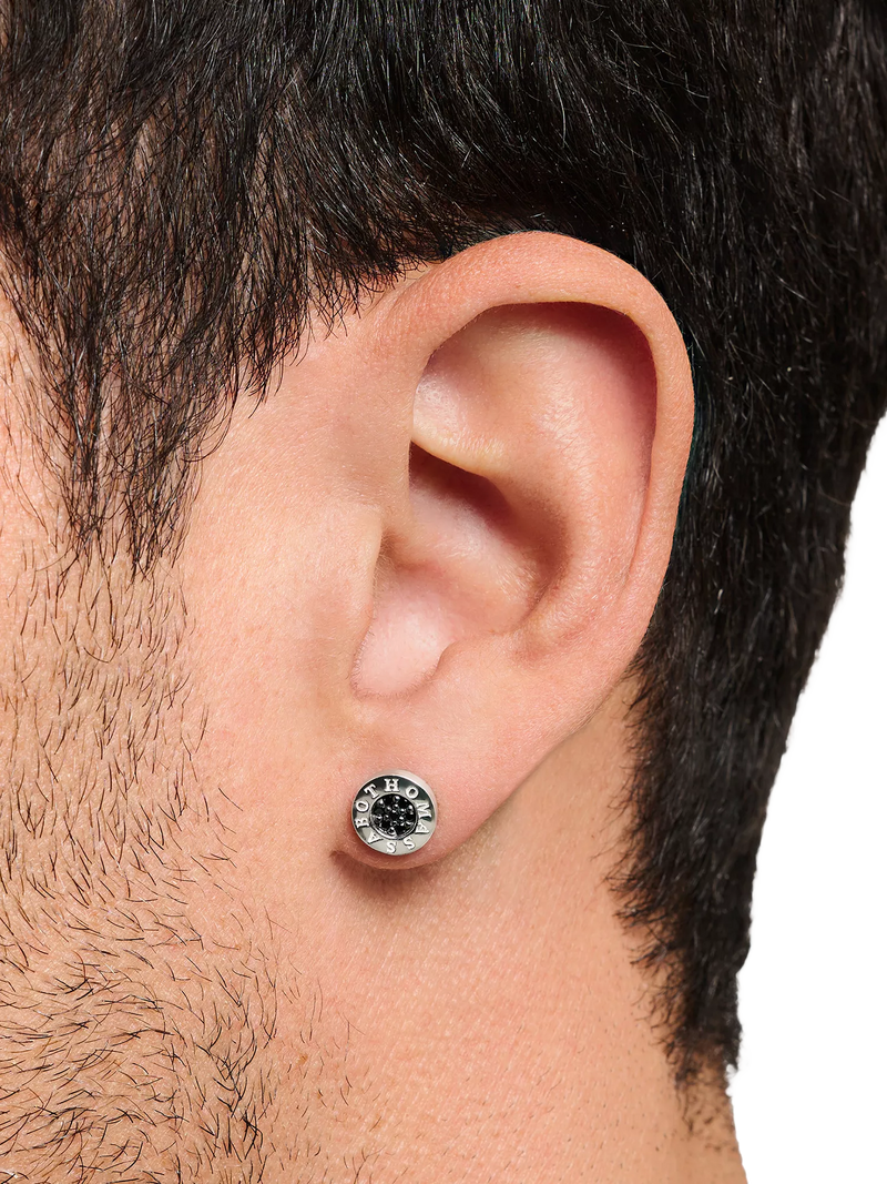 THOMAS SABO cubic zirconia stud earrings silver black, imported from the UK