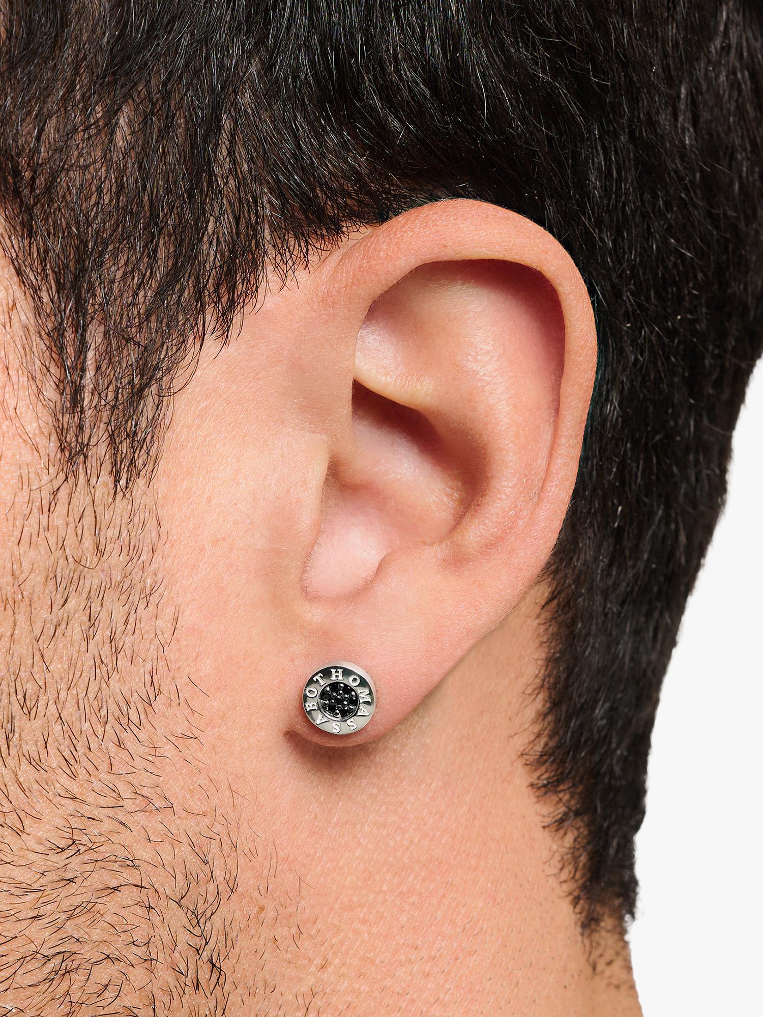 THOMAS SABO cubic zirconia stud earrings silver black, imported from the UK