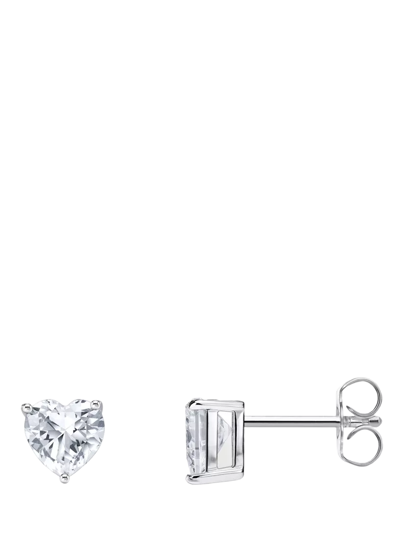Thomas Sabo cubic zirconia heart stud earrings sterling silver, imported from the UK
