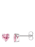 THOMAS SABO Cubic Zirconia Heart Sterling Silver Stud Earrings, Pink
