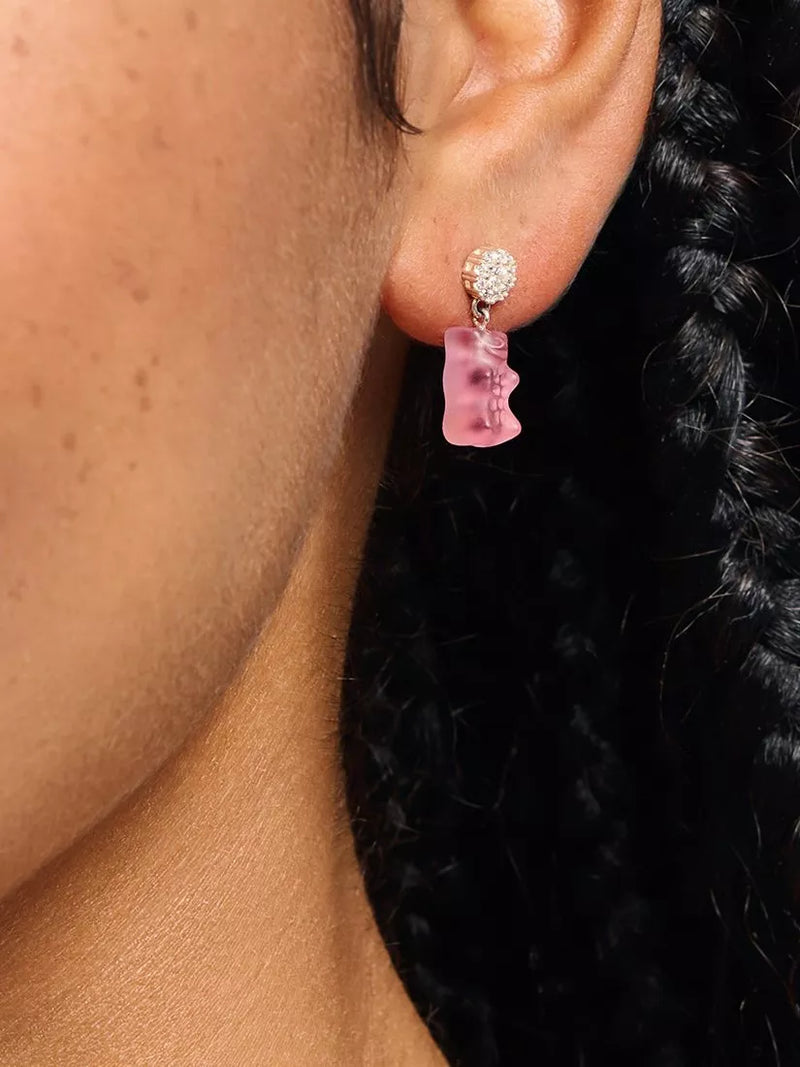 THOMAS SABO Goldbear pink stud earrings sterling silver (British brand)
