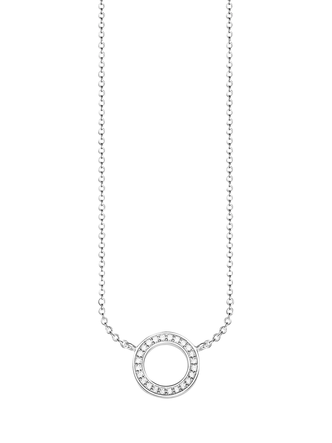 THOMAS SABO cubic zirconia circle necklace silver, imported from the UK