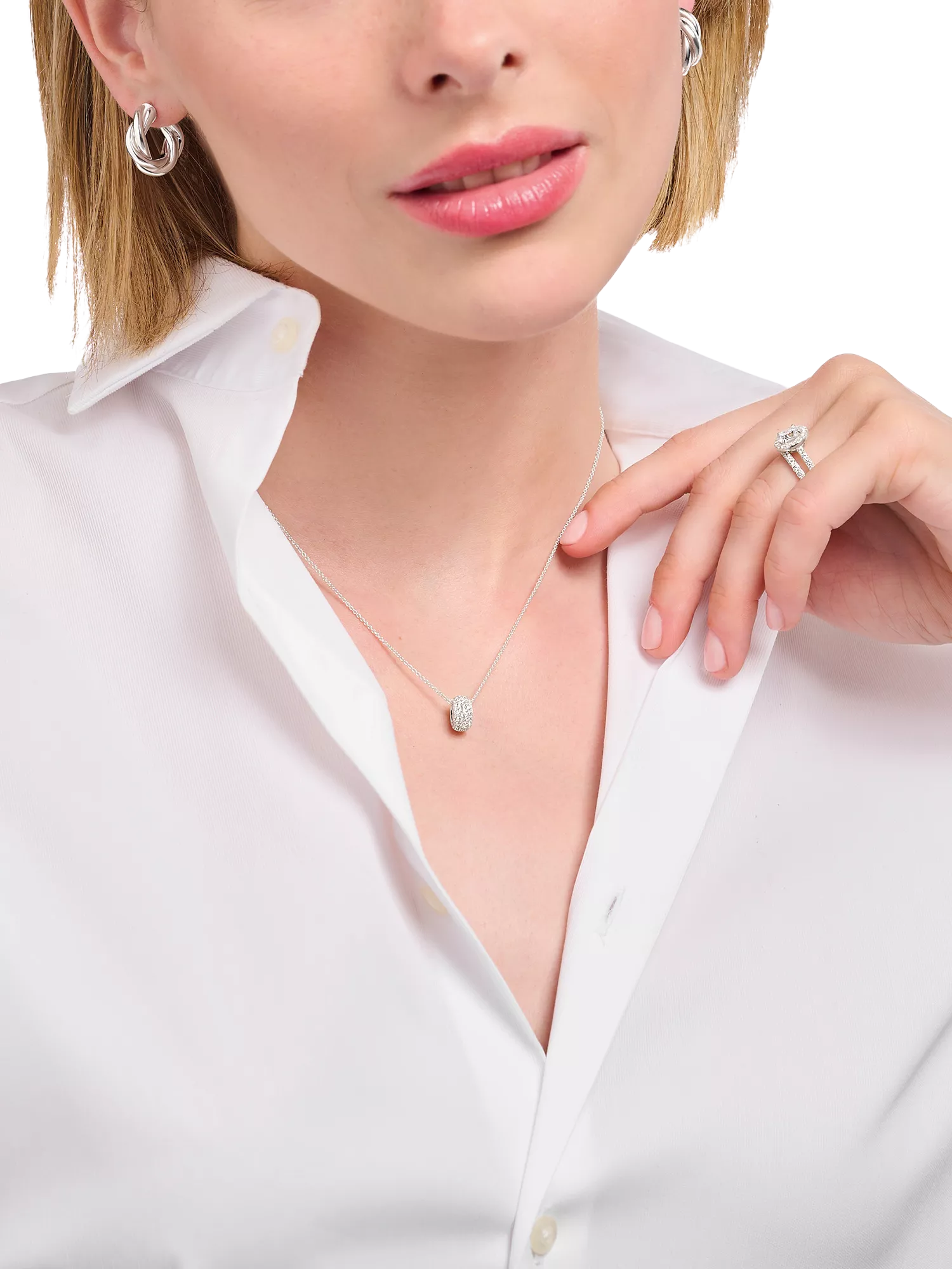 THOMAS SABO pavé cubic zirconia pendant necklace adjustable (British brand)