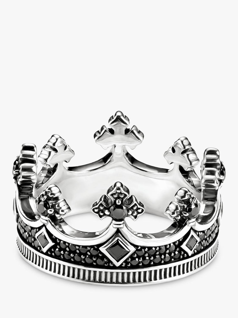 THOMAS SABO crown ring blackened sterling silver zirconia, UK version