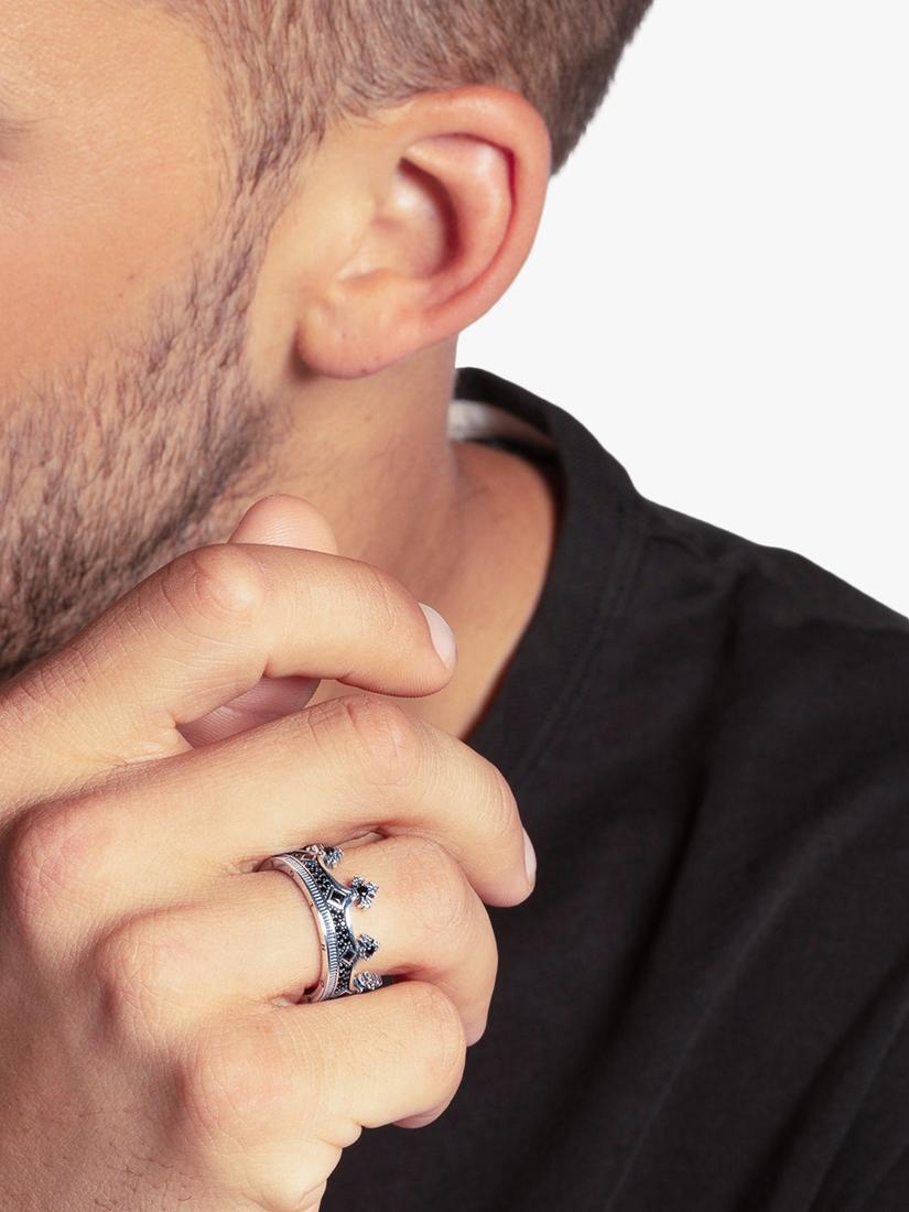 THOMAS SABO crown ring blackened sterling silver zirconia, UK version