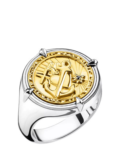 John Lewis THOMAS SABO Unisex Lucky Charm Signet Ring Silver/Gold W19mm- Buy online at McGrocer