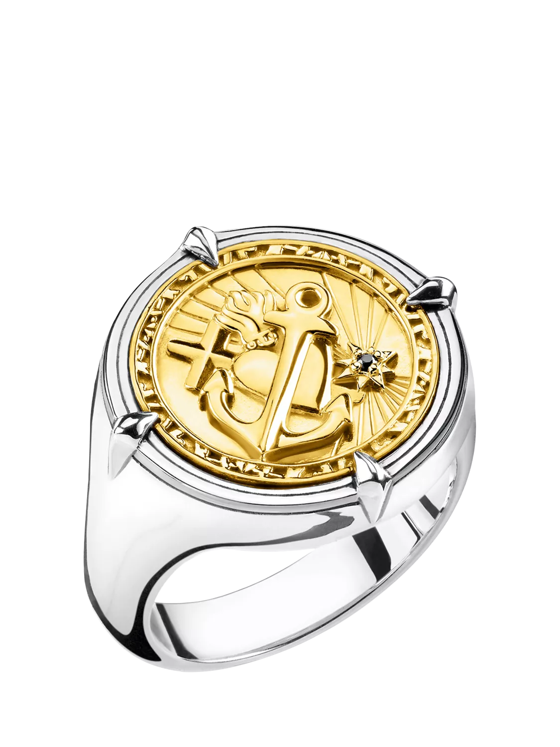 THOMAS SABO Unisex Lucky Charm Signet Ring Silver/Gold W19mm