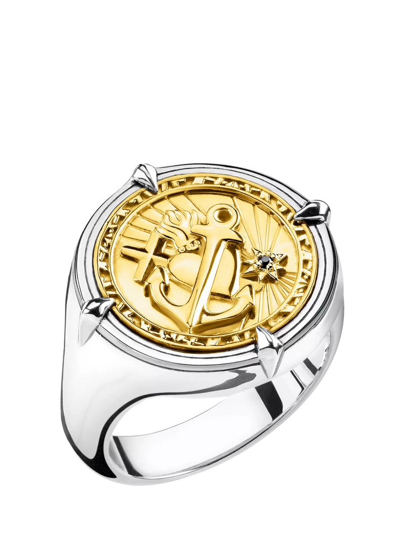 THOMAS SABO Unisex Lucky Charm Signet Ring Silver/Gold W19mm
