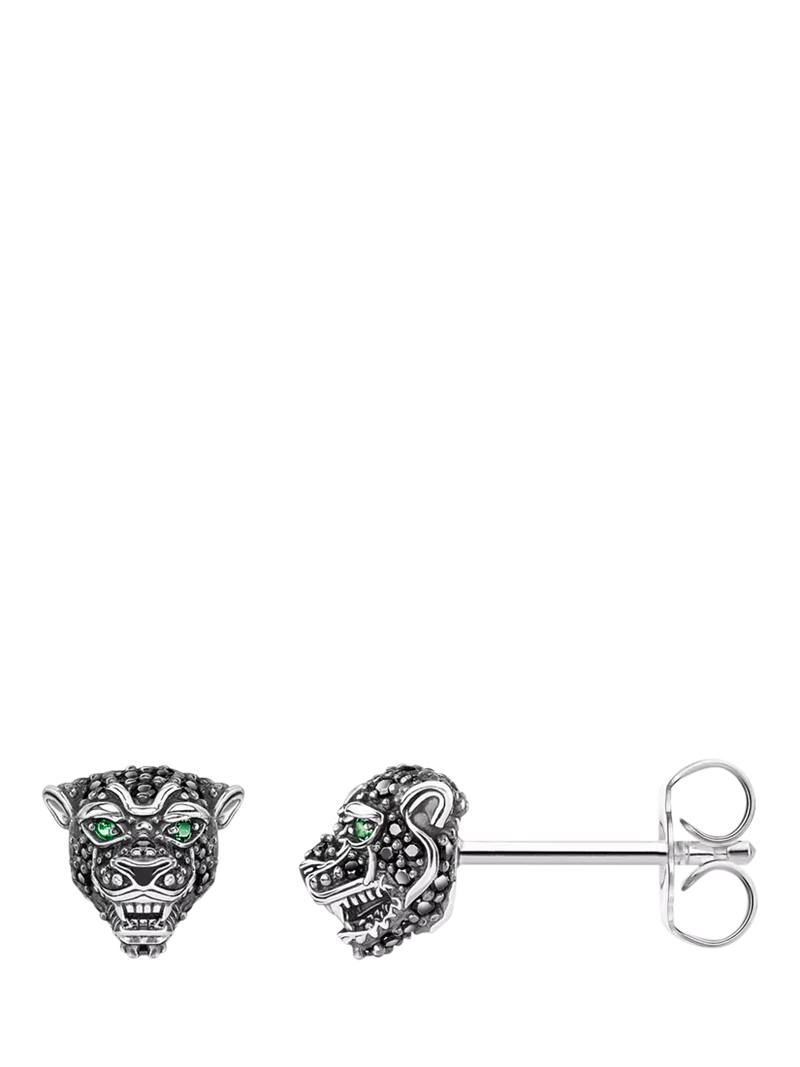 THOMAS SABO black cat stud earrings 7x8mm (British brand)