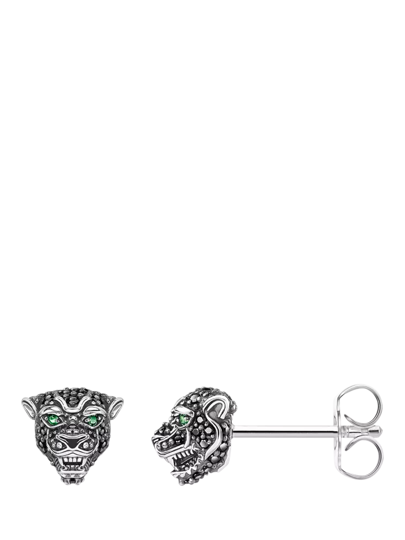 THOMAS SABO black cat stud earrings 7x8mm (British brand)