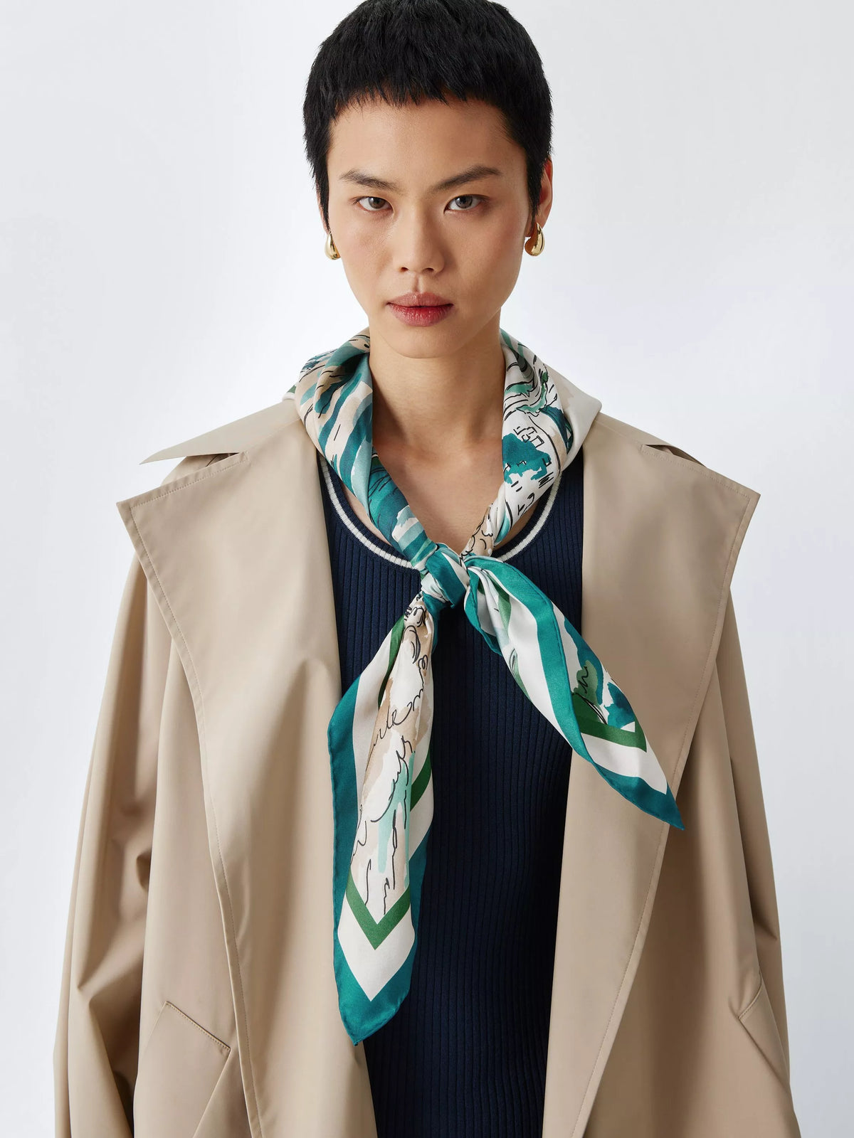 Weekend MaxMara silk scarf China Blue 90x90 cm, UK version
