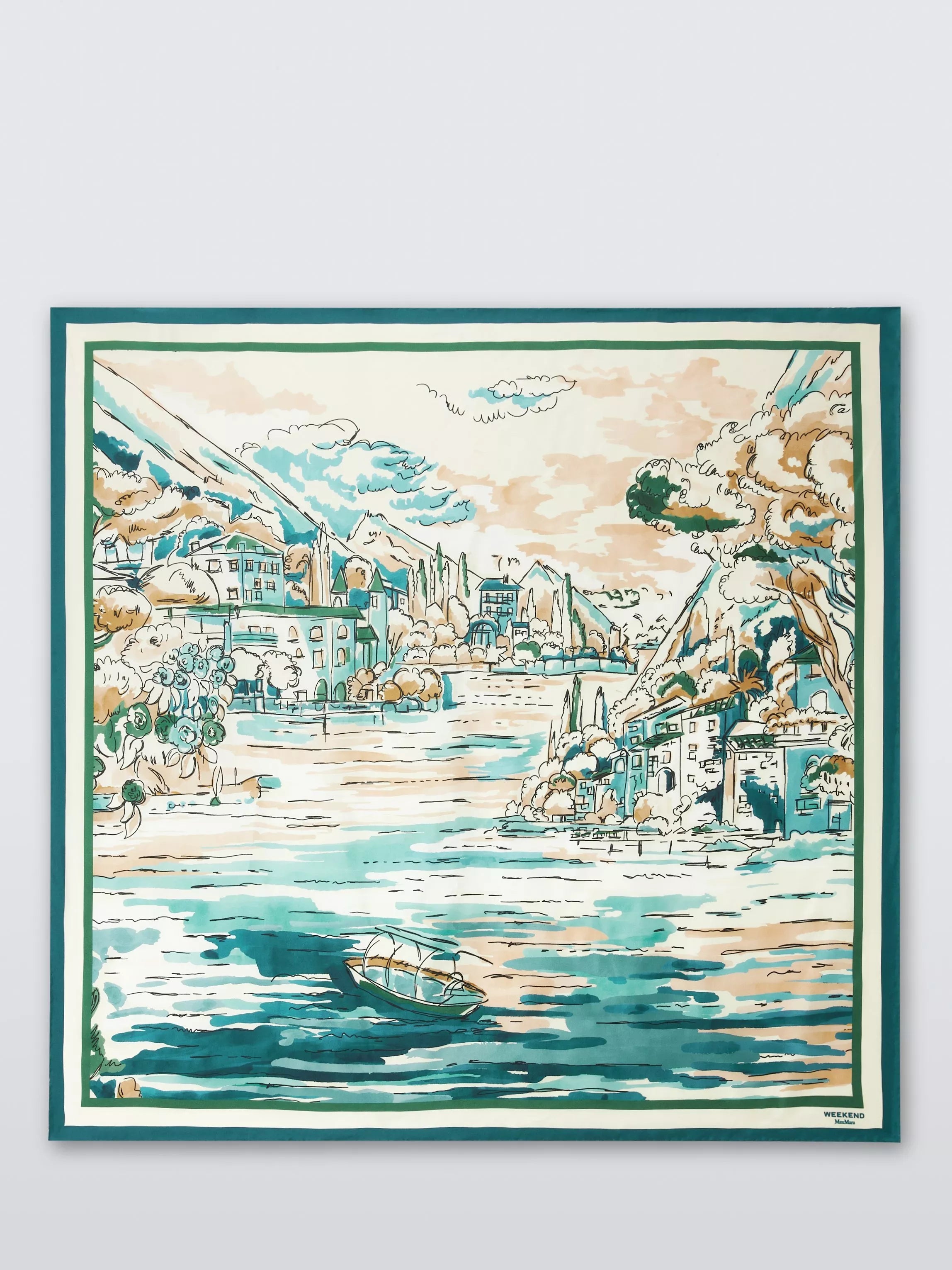 Weekend MaxMara silk scarf China Blue 90x90 cm, UK version