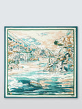 Weekend MaxMara silk scarf China Blue 90x90 cm, UK version