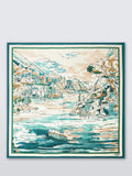 Weekend MaxMara silk scarf China Blue 90x90 cm, UK version