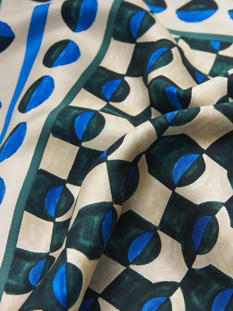 Weekend MaxMara printed silk scarf dark green 90x90 cm - British product