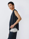 Weekend MaxMara silver leather clutch bag, UK version