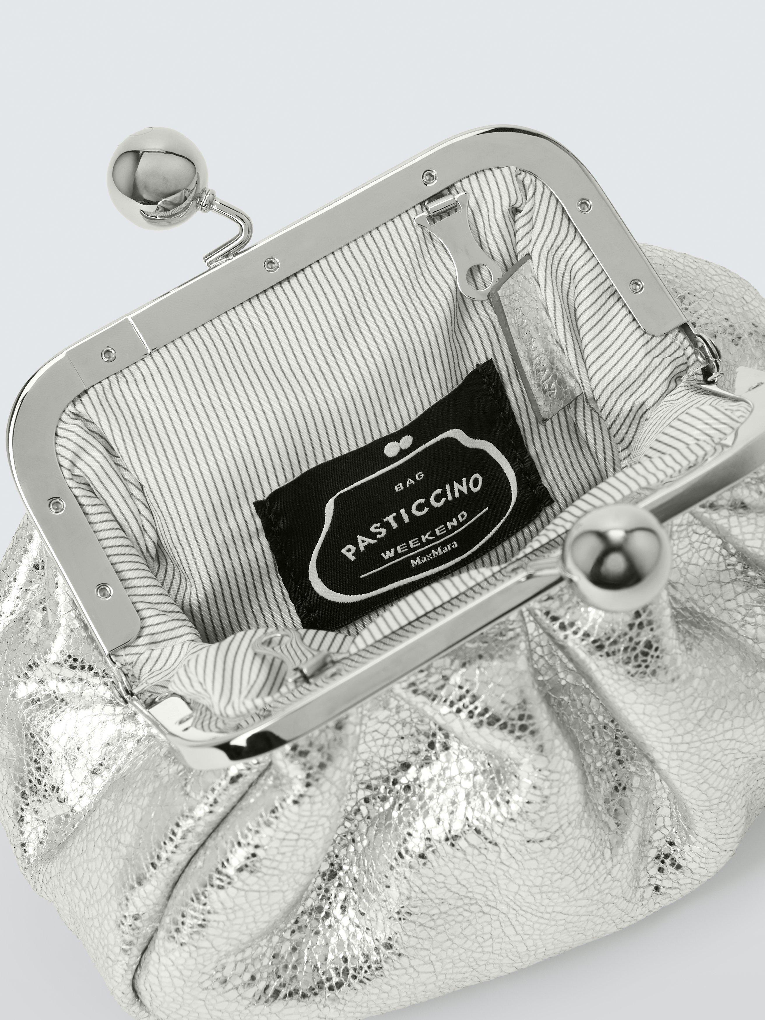 Weekend MaxMara silver leather clutch bag, UK version