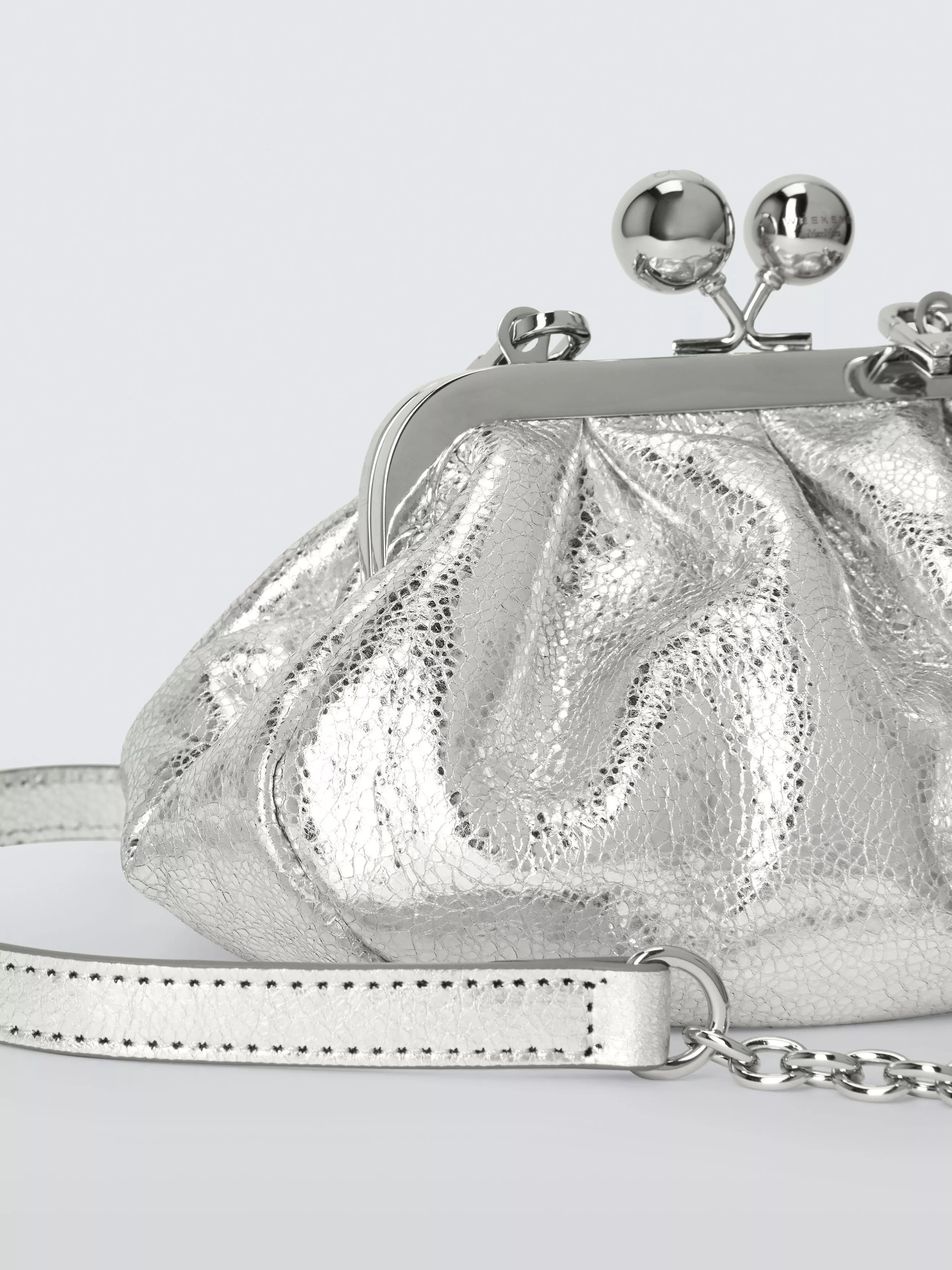 Weekend MaxMara silver leather clutch bag, UK version