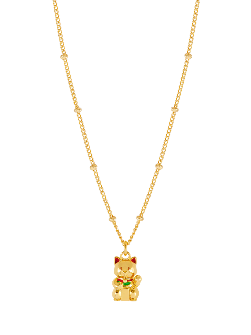 Estella Bartlett lucky cat necklace gold (British brand)