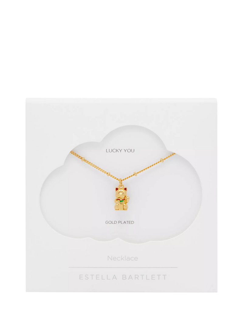 Estella Bartlett lucky cat necklace gold (British brand)