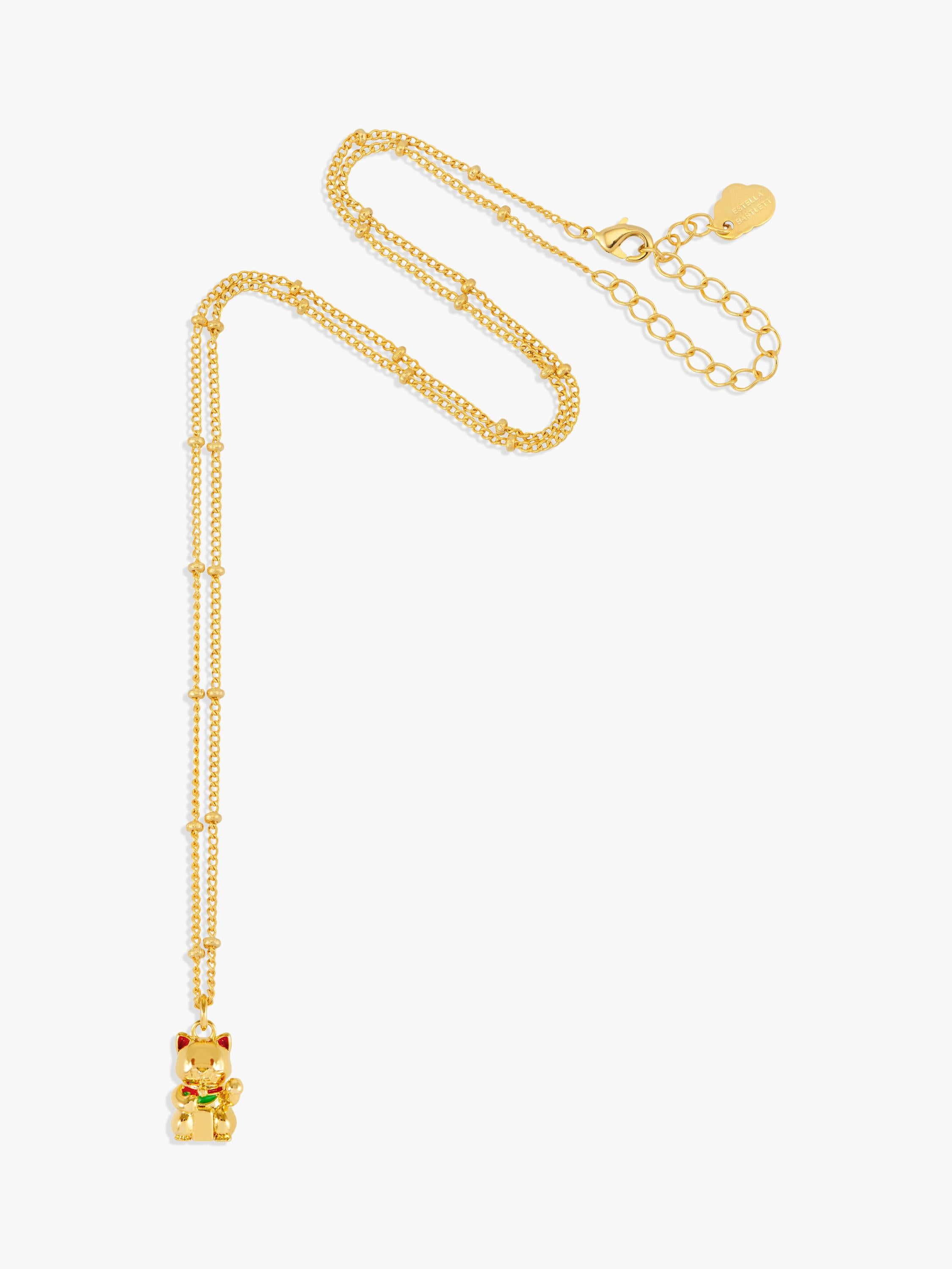 Estella Bartlett lucky cat necklace gold (British brand)